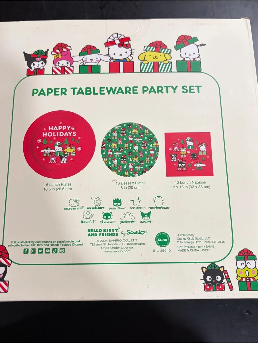 Hello Kitty Red Holiday Paper Tableware Party Set